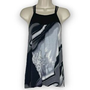 Express Y2K Babydoll Tank Top Marble Black & White Women's Size Small
